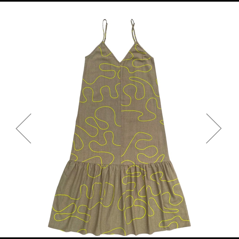 Ali Golden raw silk slip dress fits S/M